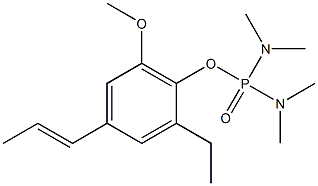ビス(ジメチルアミノ)ホスフィン酸2-エチル-4-(1-プロペニル)-6-メトキシフェニル 化学構造式