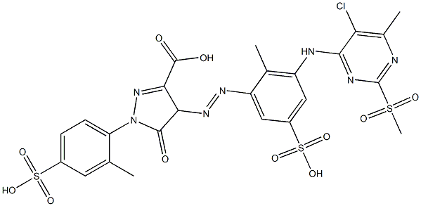  4-[[3-[[5-Chloro-6-methyl-2-(methylsulfonyl)-4-pyrimidinyl]amino]-2-methyl-5-sulfophenyl]azo]-4,5-dihydro-1-(2-methyl-4-sulfophenyl)-5-oxo-1H-pyrazole-3-carboxylic acid