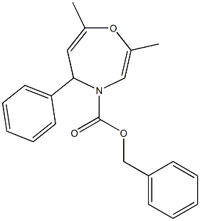 2,7-ジメチル-5-フェニル-4,5-ジヒドロ-1,4-オキサゼピン-4-カルボン酸ベンジル 化学構造式
