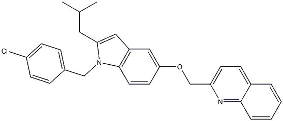 1-(4-Chlorobenzyl)-2-(2-methylpropyl)-5-[(quinolin-2-yl)methoxy]-1H-indole Structure