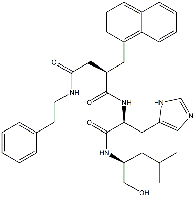 (2S)-2-[[N-[(2R)-3-[(Phenethylamino)carbonyl]-2-[(naphthalen-1-yl)methyl]propionyl]-L-histidyl]amino]-4-methyl-1-pentanol Structure