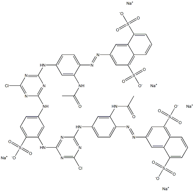 2,4-Bis[4-[3-acetylamino-4-(4,8-disulfo-2-naphtylazo)anilino]-6-chloro-1,3,5-triazin-2-ylamino]benzenesulfonic acid pentasodium salt Struktur