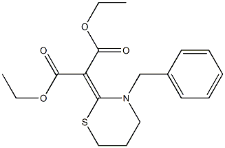 2-[(3-Benzyl-3,4,5,6-tetrahydro-2H-1,3-thiazin)-2-ylidene]malonic acid diethyl ester Struktur