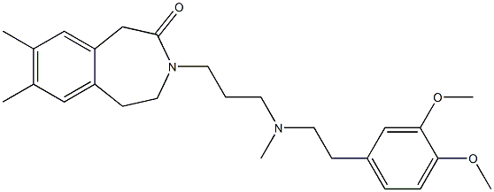 4,5-Dihydro-7,8-dimethyl-3-[3-[N-methyl-2-(3,4-dimethoxyphenyl)ethylamino]propyl]-1H-3-benzazepin-2(3H)-one Struktur