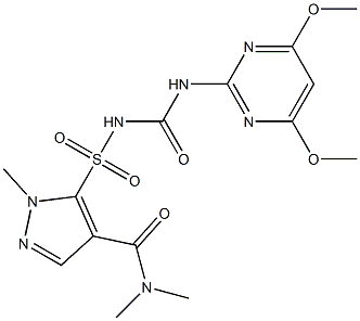 1-(4,6-ジメトキシ-2-ピリミジニル)-3-(1-メチル-4-ジメチルアミノカルボニル-1H-ピラゾール-5-イルスルホニル)尿素 化学構造式