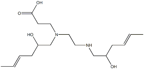 N-(2-ヒドロキシ-4-ヘキセニル)-N-[2-(2-ヒドロキシ-4-ヘキセニルアミノ)エチル]-β-アラニン 化学構造式