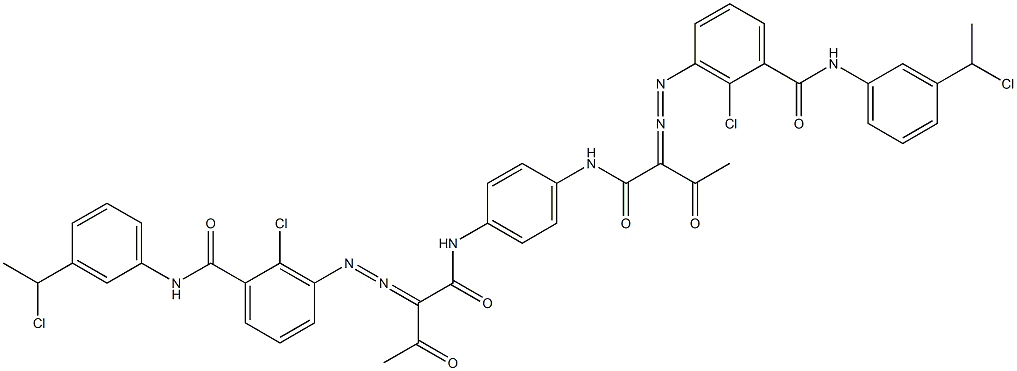 3,3'-[1,4-Phenylenebis[iminocarbonyl(acetylmethylene)azo]]bis[N-[3-(1-chloroethyl)phenyl]-2-chlorobenzamide],,结构式