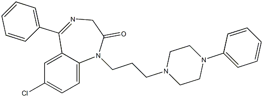 7-Chloro-5-phenyl-1-[3-(4-phenylpiperazino)propyl]-1,3-dihydro-2H-1,4-benzodiazepin-2-one Structure