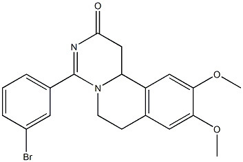 9,10-ジメトキシ-4-(3-ブロモフェニル)-1,6,7,11b-テトラヒドロ-2H-ピリミド[6,1-a]イソキノリン-2-オン 化学構造式