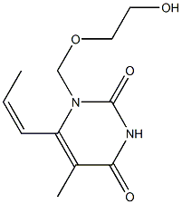 1-(2-Hydroxyethoxymethyl)-6-[(Z)-1-propenyl]thymine 结构式