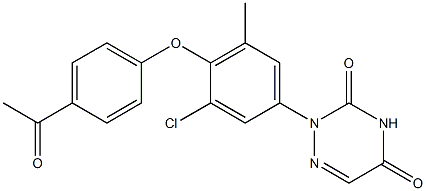 2-[4-(4-Acetylphenoxy)-3-chloro-5-methylphenyl]-1,2,4-triazine-3,5(2H,4H)-dione Struktur