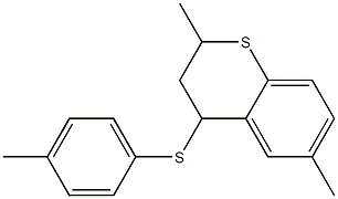 3,4-ジヒドロ-2-メチル-4-((4-メチルフェニル)チオ)-6-メチル-2H-1-ベンゾチオピラン 化学構造式