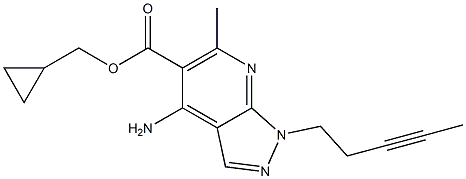 1-(3-ペンチニル)-4-アミノ-6-メチル-1H-ピラゾロ[3,4-b]ピリジン-5-カルボン酸シクロプロピルメチル 化学構造式