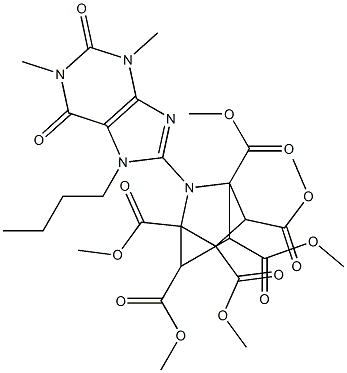 3-[[1,2,3,6-テトラヒドロ-1,3-ジメチル-7-ブチル-2,6-ジオキソ-7H-プリン]-8-イル]-3-アザトリシクロ[2.2.1.02,6]ヘプタン-1,2,4,5,6,7-ヘキサカルボン酸ヘキサメチル 化学構造式