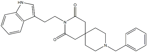 9-Benzyl-3-[2-(1H-indol-3-yl)ethyl]-3,9-diazaspiro[5.5]undecane-2,4-dione Struktur