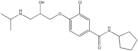 1-[4-[シクロペンチルカルバモイル]-2-クロロフェノキシ]-3-[イソプロピルアミノ]-2-プロパノール 化学構造式