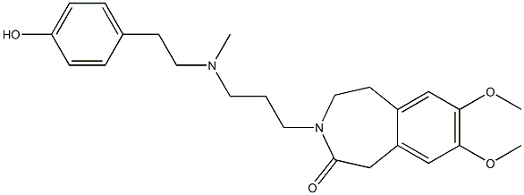 4,5-Dihydro-7,8-dimethoxy-3-[3-[N-methyl-2-(4-hydroxyphenyl)ethylamino]propyl]-1H-3-benzazepin-2(3H)-one Struktur