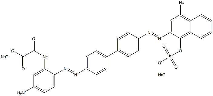 N-[5-アミノ-2-[[4'-[(1-ヒドロキシ-4-ソジオスルホ-2-ナフタレニル)アゾ]-1,1'-ビフェニル-4-イル]アゾ]フェニル]オキサミド酸ナトリウム 化学構造式