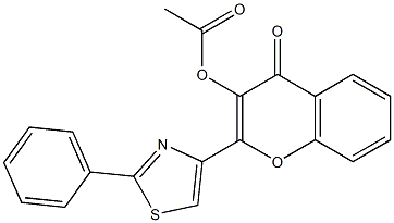 2-[2-(フェニル)チアゾール-4-イル]-3-アセトキシクロモン 化学構造式