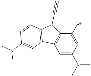 3,6-ビス(ジメチルアミノ)-9-エチニル-9H-フルオレン-1-オール 化学構造式