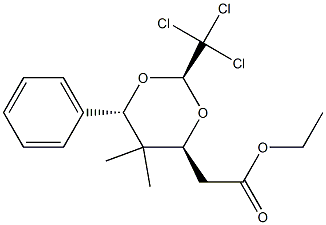 (2S,4S,6S)-2-トリクロロメチル-5,5-ジメチル-6-フェニル-1,3-ジオキサン-4-酢酸エチル 化学構造式