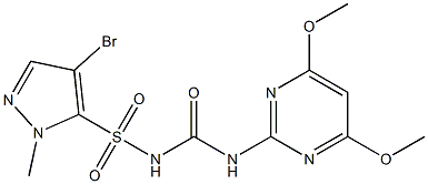 1-(4,6-ジメトキシ-2-ピリミジニル)-3-(1-メチル-4-ブロモ-1H-ピラゾール-5-イルスルホニル)尿素 化学構造式