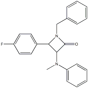 1-ベンジル-3-(メチルフェニルアミノ)-4-(4-フルオロフェニル)アゼチジン-2-オン 化学構造式