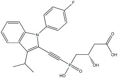 (3S)-3-ヒドロキシ-4-[ヒドロキシ[[1-(4-フルオロフェニル)-3-イソプロピル-1H-インドール-2-イル]エチニル]ホスフィニル]酪酸 化学構造式