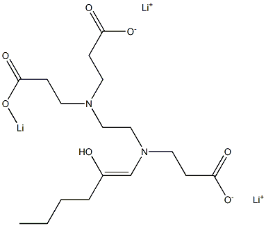 4-(2-ヒドロキシ-1-ヘキセニル)-7-(2-リチオオキシカルボニルエチル)-4,7-ジアザデカン二酸ジリチウム 化学構造式