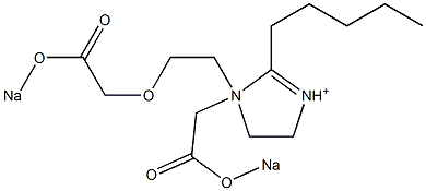 1-[2-[(Sodiooxycarbonyl)methoxy]ethyl]-1-[(sodiooxycarbonyl)methyl]-4,5-dihydro-2-pentylimidazolium Structure