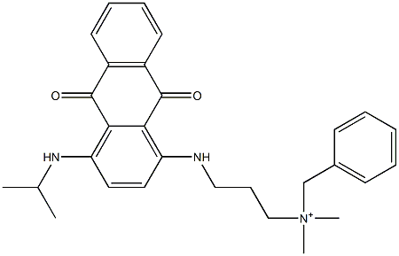 Benzyl[3-(4-isopropylamino-9,10-dihydro-9,10-dioxoanthracen-1-ylamino)propyl]dimethylaminium Structure