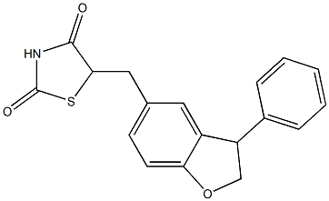 5-[3-フェニル-2,3-ジヒドロベンゾフラン-5-イルメチル]チアゾリジン-2,4-ジオン 化学構造式