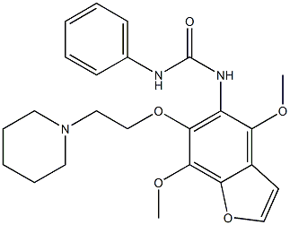 1-[4,7-ジメトキシ-6-(2-ピペリジノエトキシ)ベンゾフラン-5-イル]-3-フェニル尿素 化学構造式