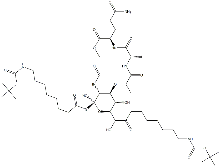 N2-[N-[N-Acetyl-1-[[8-[[(tert-butoxy)carbonyl]amino]octanoyl]thio]-6-[8-[[(tert-butoxy)carbonyl]amino]octanoyl]muramoyl]-L-alanyl]-D-glutamine methyl ester