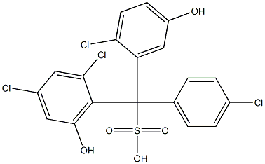 (4-Chlorophenyl)(2-chloro-5-hydroxyphenyl)(2,4-dichloro-6-hydroxyphenyl)methanesulfonic acid Struktur