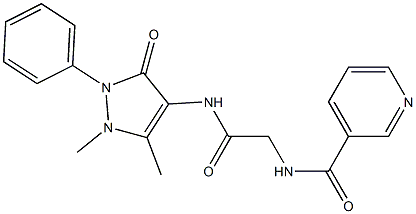 N-[2-[[(2,3-Dihydro-1,5-dimethyl-3-oxo-2-phenyl-1H-pyrazol)-4-yl]amino]-2-oxoethyl]-3-pyridinecarboxamide Struktur