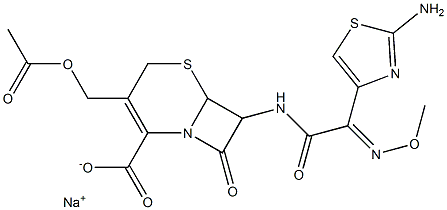 3-アセトキシメチル-7-[2-(2-アミノ-4-チアゾリル)-2-(メトキシイミノ)アセチルアミノ]-8-オキソ-5-チア-1-アザビシクロ[4.2.0]オクタ-2-エン-2-カルボン酸ナトリウム 化学構造式