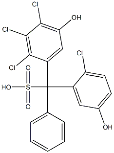(2-クロロ-5-ヒドロキシフェニル)(2,3,4-トリクロロ-5-ヒドロキシフェニル)フェニルメタンスルホン酸 化学構造式