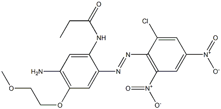 N-[5-アミノ-2-(2-クロロ-4,6-ジニトロフェニルアゾ)-4-(2-メトキシエトキシ)フェニル]プロピオンアミド 化学構造式