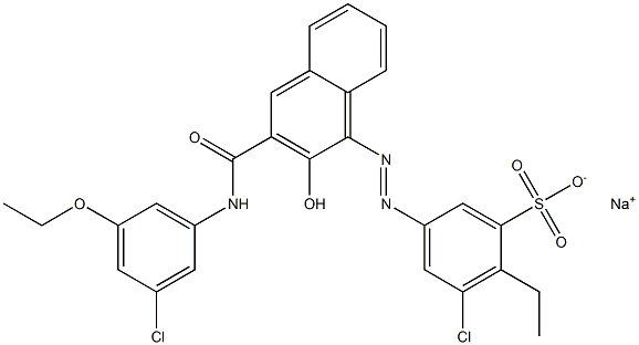 3-Chloro-2-ethyl-5-[[3-[[(3-chloro-5-ethoxyphenyl)amino]carbonyl]-2-hydroxy-1-naphtyl]azo]benzenesulfonic acid sodium salt Structure