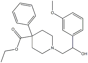 1-[2-ヒドロキシ-2-(3-メトキシフェニル)エチル]-4-フェニルピペリジン-4-カルボン酸エチル 化学構造式