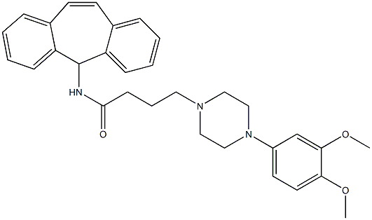 4-[4-(3,4-ジメトキシフェニル)-1-ピペラジニル]-N-(5H-ジベンゾ[a,d]シクロヘプテン-5-イル)ブチルアミド 化学構造式