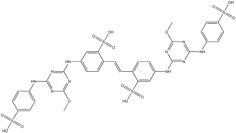 4,4'-Bis[6-methoxy-4-(p-sulfophenylamino)-1,3,5-triazin-2-ylamino]-2,2'-stilbenedisulfonic acid