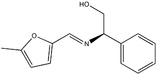 (R)-2-[1-(5-Methyl-furan-2-yl)methylidene]amino-2-phenyl-ethanol Struktur