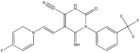 5-(1-Aza-2-(4-fluorophenyl)vinyl)-4-imino-2-oxo-3-(3-(trifluoromethyl)phenyl)-1H-1,3-diazine-6-carbonitrile