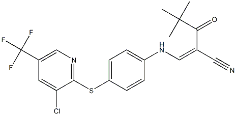 2-(2,2-Dimethylpropanoyl)-3-((4-(3-chloro-5-(trifluoromethyl)(2-pyridylthio))phenyl)amino)prop-2-enenitrile Struktur