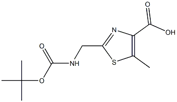 2-((tert-butoxycarbonylamino)methyl)-5-methylthiazole-4-carboxylic acid
 Structure