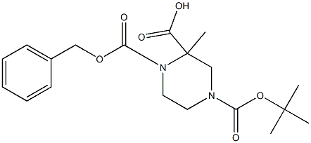 1-Benzyl4-tert-butyl2-methylpiperazine-1,2,4-tricarboxylate 化学構造式