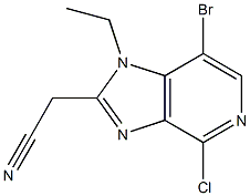 2-(7-bromo-4-chloro-1-ethyl-1H-imidazo[4,5-c]pyridin-2-yl)acetonitrile,,结构式
