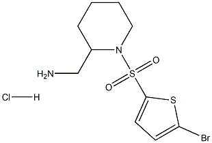 C-[1-(5-Bromo-thiophene-2-sulfonyl)-piperidin-2-yl]-methylamine hydrochloride,,结构式